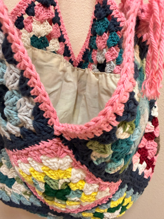 HANDMADE Bee Cozy Patchwork Crochet Tote 🧶